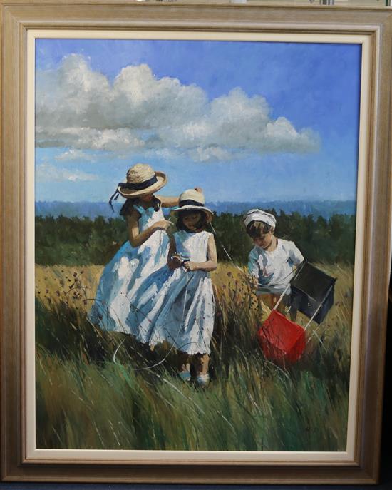 § Sherree Valentine-Daines (1956 - ) Winding the string, Boxhill 36 x 28in.